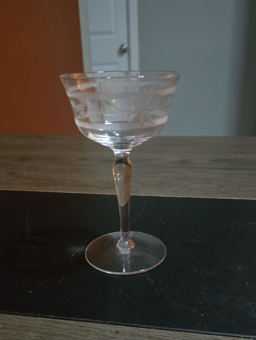 Etched Clear Crystal Champagne Coupe - Elegant Stemware